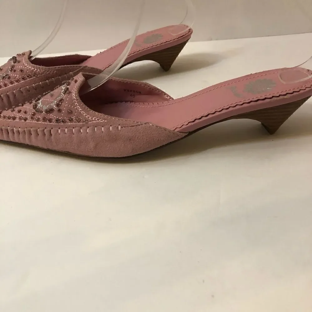 Yellow Box mules shoes pink sz 6.5 kitten heel - Picture 5 of 12